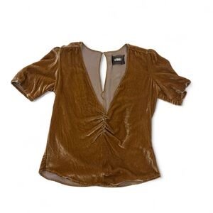 Reformation Bronze Velvet Blouse